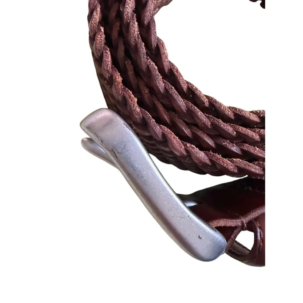Polo Ralph Lauren Mens Size 50 Brown Braided Woven Leather Belt Big Tall